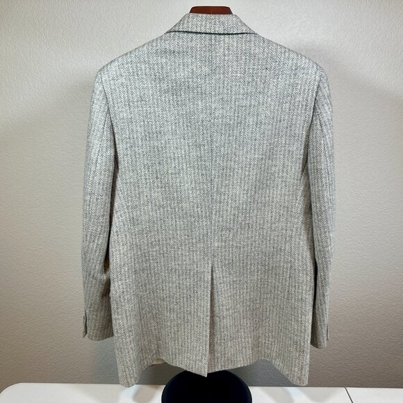 VTG IMPERIAL by HAGGAR 100% Wool Sports Coat Gray Herringbone Suit Coat Mens 40R - Picture 3 of 16